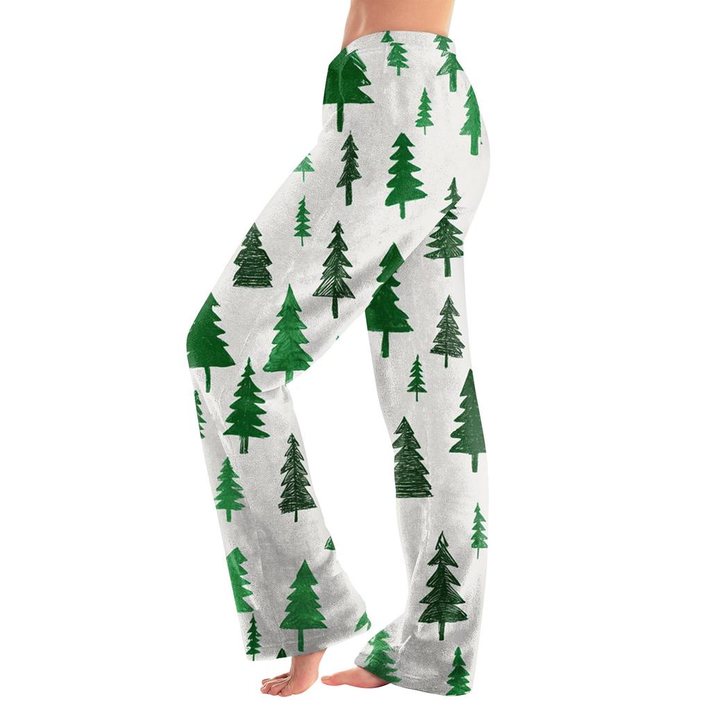 Women Winter Plaid Pants Full Length Long Trousers Sports Pants