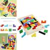 Brightly Colored Wooden Intelligence Tetris Toys For Young Learners Age 3 To 8