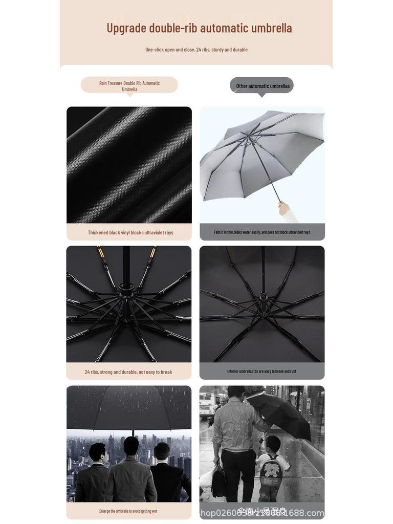 Полностью автоматический зонт с 24 спицами, очень большой, с защитой от УФ-лучей, для женщин – компактный, усиленный, солнцезащитный козырек от солнца и дождя.