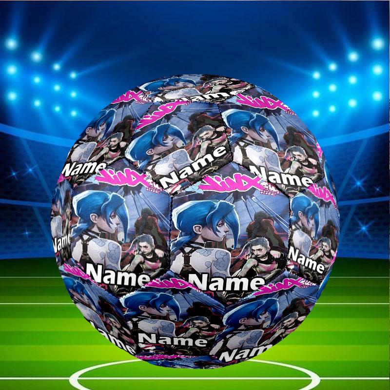 Custom Name Personalized Jinx Print Size 5 Soccer Ball Training & Match Football, for Team, Kicking, Gift for Football Enthusiasts