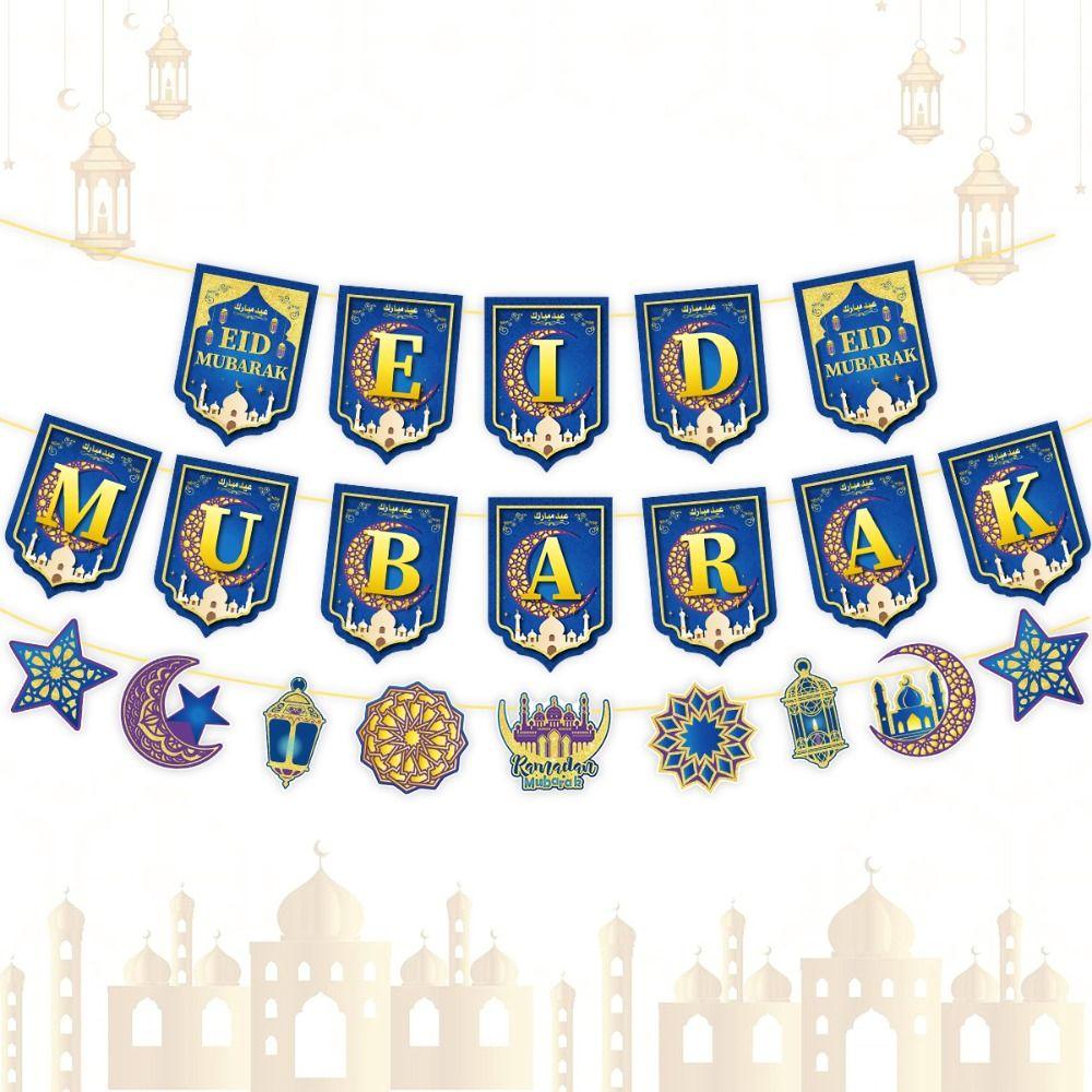 Islamic Muslim Eid Mubarak Banner Moon and Stars Ramadan Hanging Ornament  2026