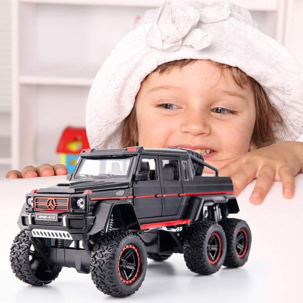 Масштаб 1/22 Benz G63 AMG 6x6 V12, внедорожная черная модель пикапа, игрушечный автомобиль из цинкового сплава со звуком и светом для детей, подарок для мальчиков и девочек