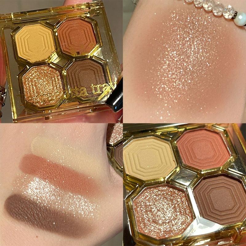 4 цвета жемчужно-блестящая палитра теней для век яркие матовые мерцающие тени для век водостойкая пигментная косметика для макияжа