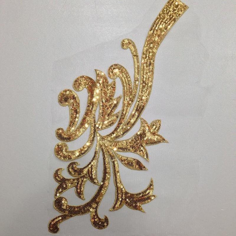 Silver Lace Fabric Embroidered Gown Appliques Flora Collar Mesh Baroque Vintage Sew On Patches For Wedding Decoration Dress DIY