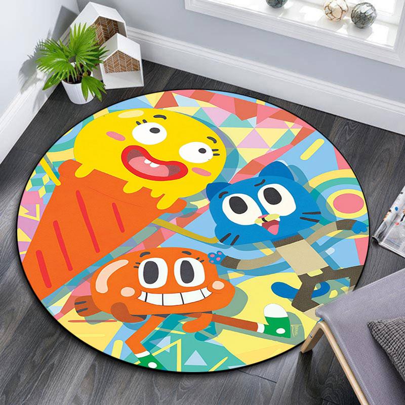 The Amazing World of Gumball pattern round rug,Carpet Rug for Living Room Bedroom Playroom ,Non-slip Floor Mat,Holiday Gifts and Birthday Gifts.