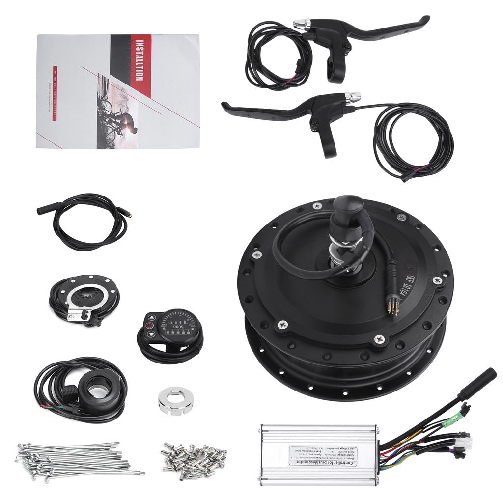 Electric Bicycle Conversion Kit 36V 500W Front Wheel Hub Motor Set with KT‑900S Display Meter for 12G Wheel20inch 12G