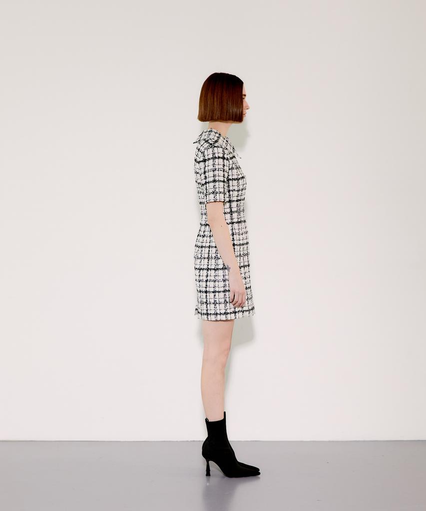 Chaenyuyog Detatchable Collar Dress [Black Check]