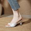 High-heeled Slippers Women's Fashion 2025 New Summer Bow, Thin Heel, One-word Drag Temperament, Square Head Cool Slippers