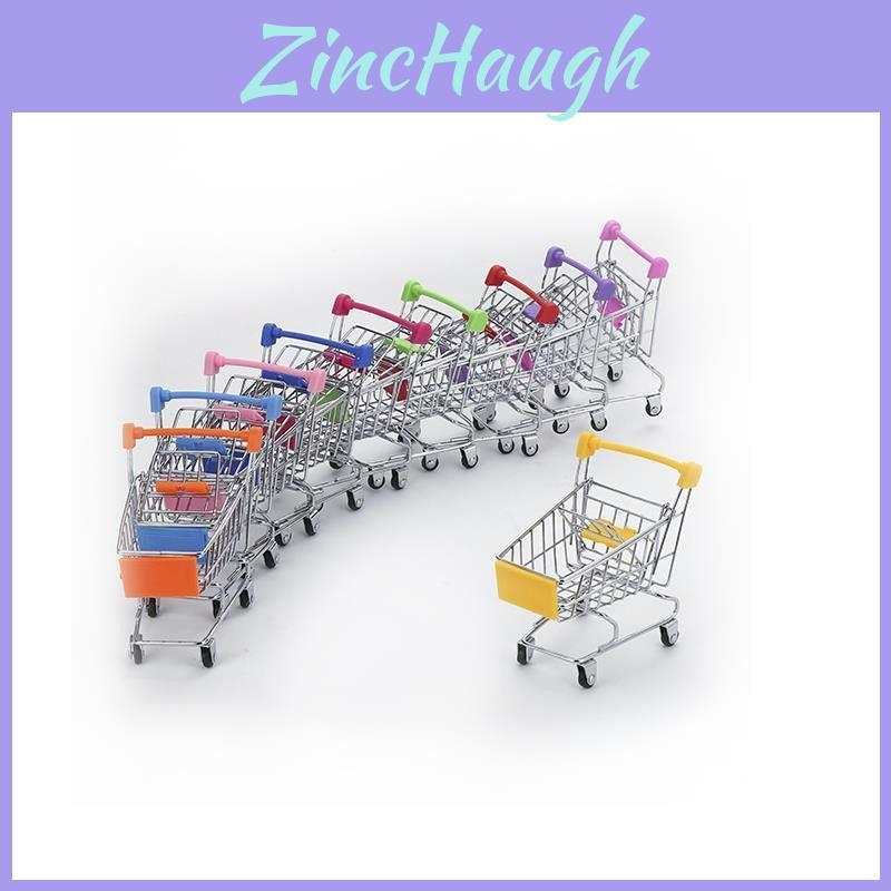 Delightful Mini Metal Shopping Trolley And Multi-functional Basket Toy For Engaging Kids Role Play
