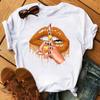 2025 Sexy Lips Finger Graphic T Shirt Women Tops O-Neck Sexy White Black Tees Female T-Shirt Kiss Lip Kawaii Ladies Tshirt Tops