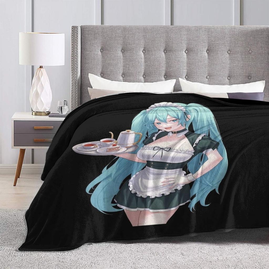 Hatsune Miku Funny Art Blanket Warm Soft Novelty Plush Bedding Throws For Bedroom Camping Flannel Bedspread Bed Cover