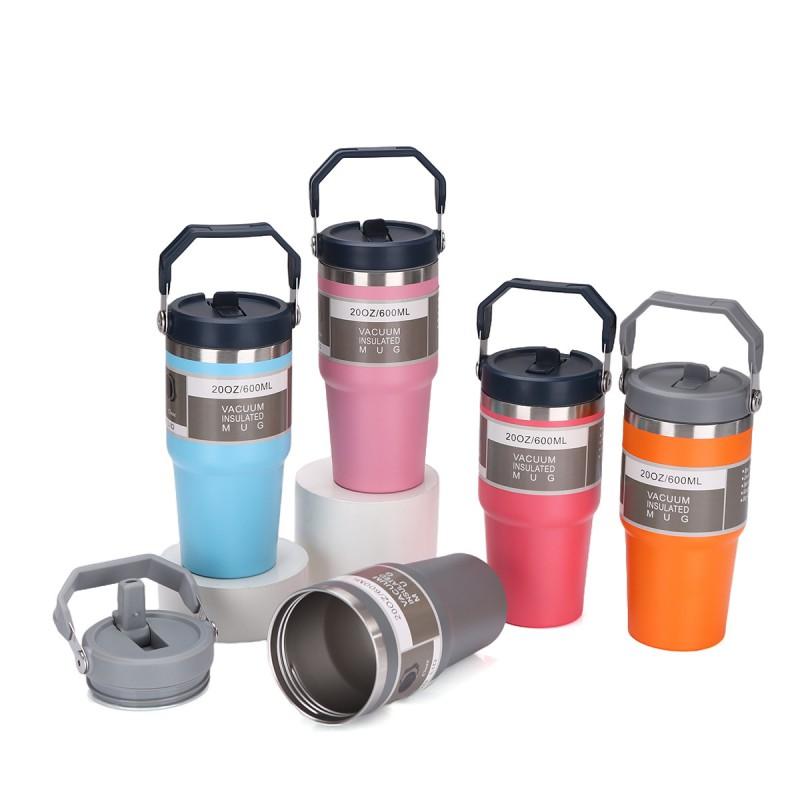 20oz Stainless Steel Vacuum Insulated Travel Mug With Straw Lid Car Office Outdoor Use