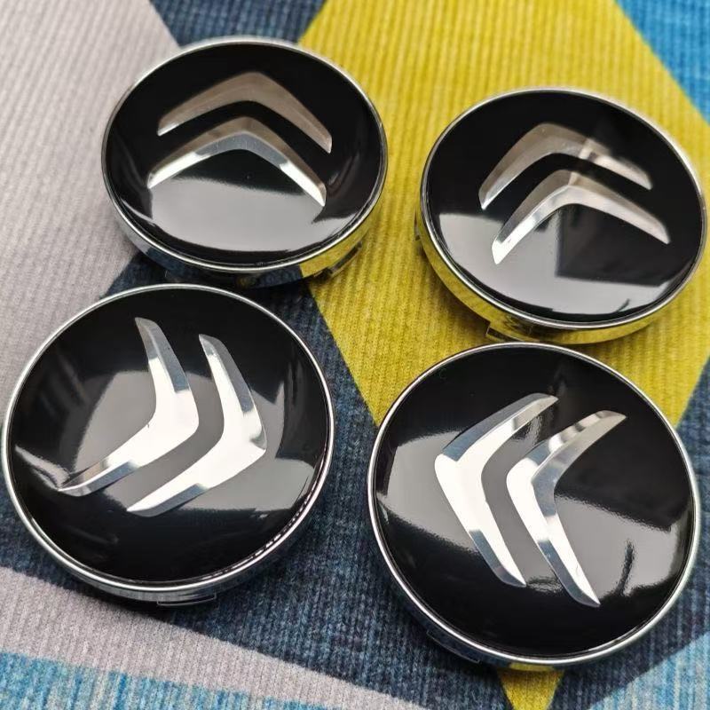 4PCS Citroën Center Caps 60mm - Compatible with C4/C4L/C2/C6/C-Elysée/C5 X/C5/C5 Aircross Wheel Hub Logos