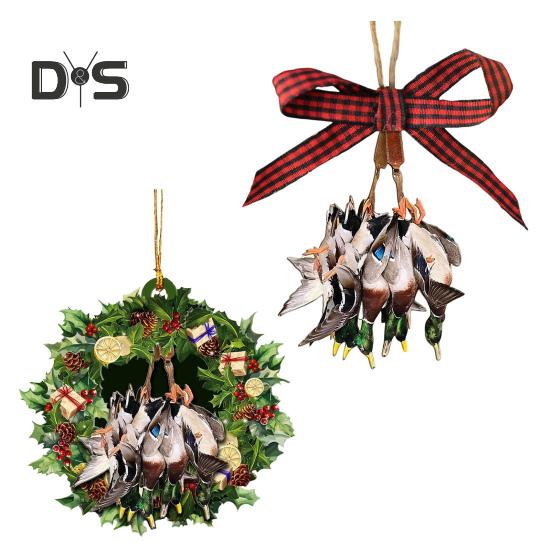 Подвесная елочная подвеска в виде утки 2D плоская водоплавающая птица деревянные украшения охота на уток автомобильные аксессуары рождественский домашний декор