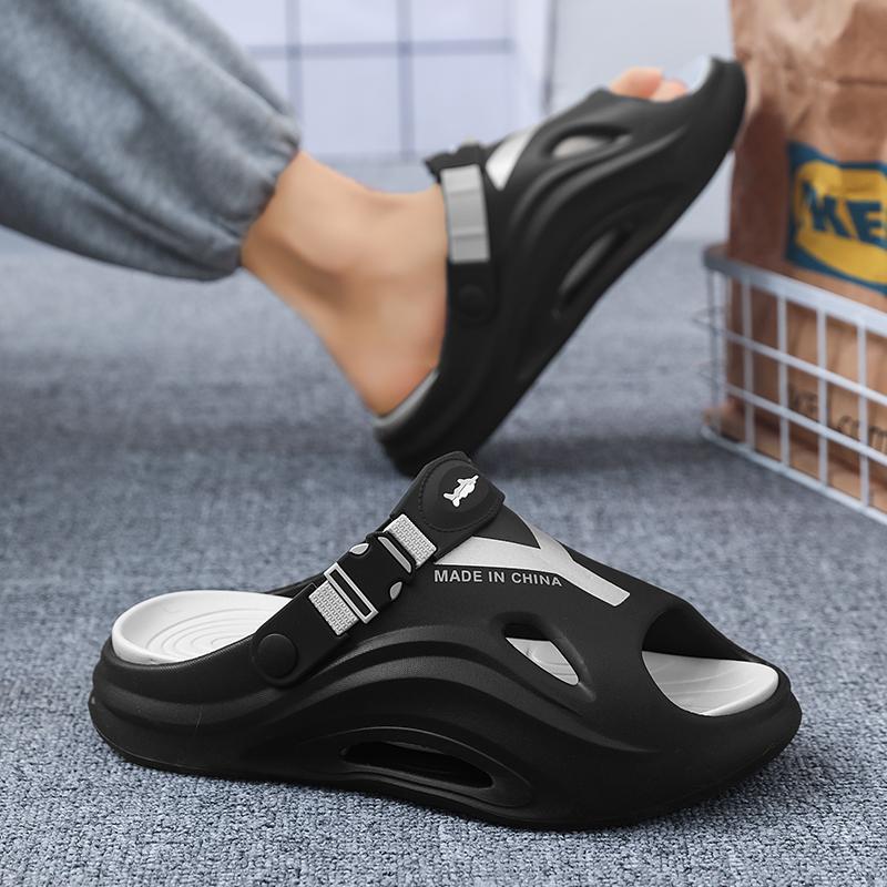 Модная мужская летняя уличная обувь слипоны, противоскользящая, для подростков, сенсация шага, мягкая подошва, спортивные сандалии для вождения, пляжные, большой размер 45