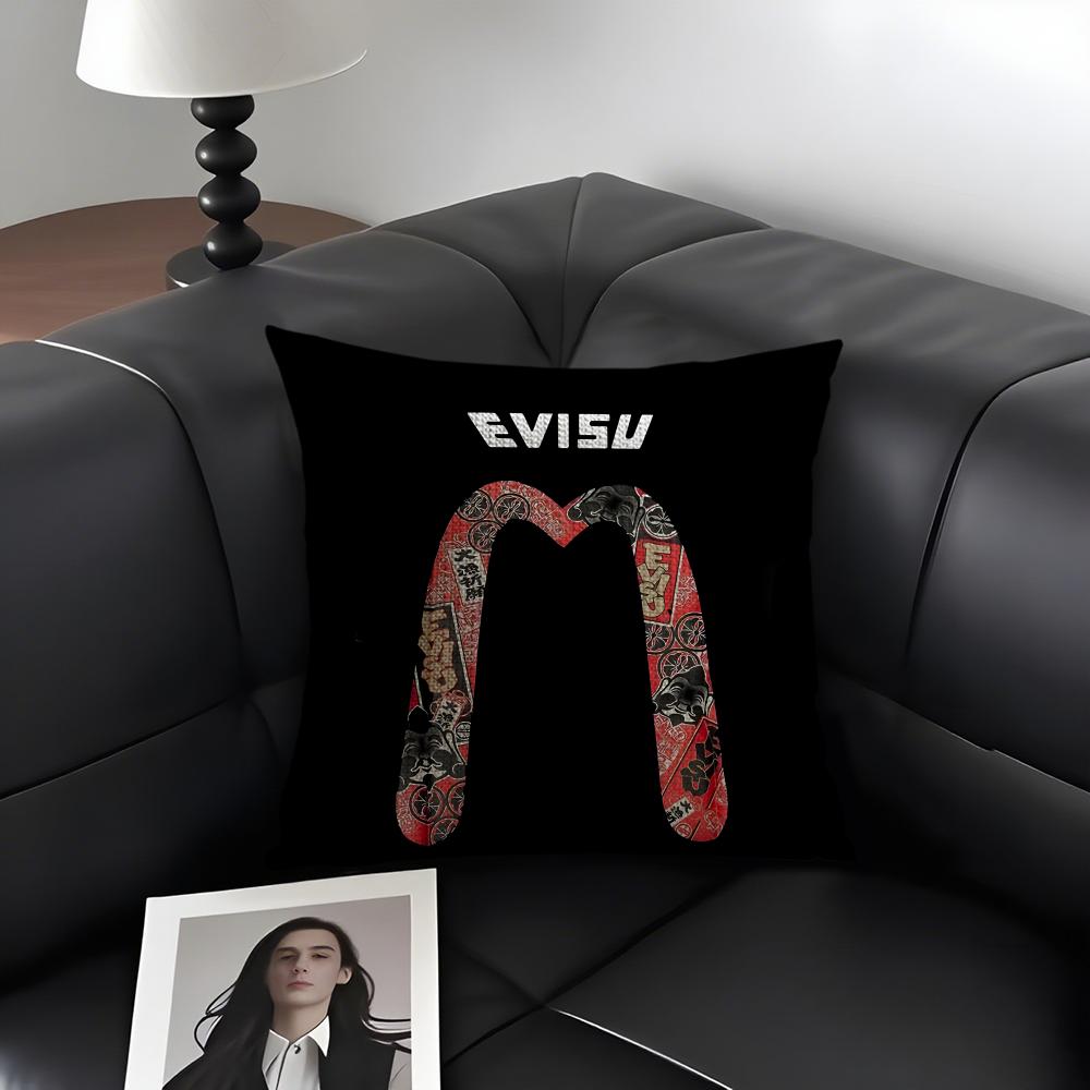 EEVISU Logo Cushion Cover Natural Linen Organic Fabric DoubleSided Printing Sofa Home Decor Gift Pillow Case