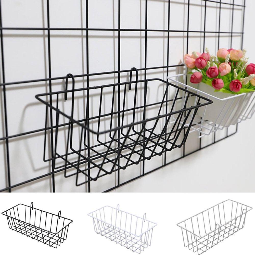 Black/White/Silver Metal Decorative Storage Basket Rectangle Mesh Display Rack  Kitchen