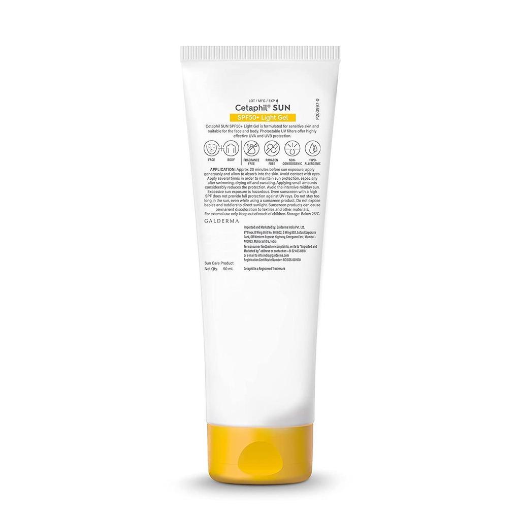 Легкий солнцезащитный гель SPF 50+ (50 мл), Light Gel Very High Protection Sun SPF 50+,  Cetaphil
