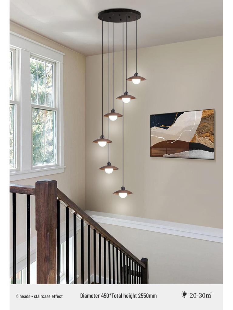 Creative Wabi-Sabi Chandelier: Retro Japanese Style with North American Black Walnut for Bedroom, Staircase, or Bar.