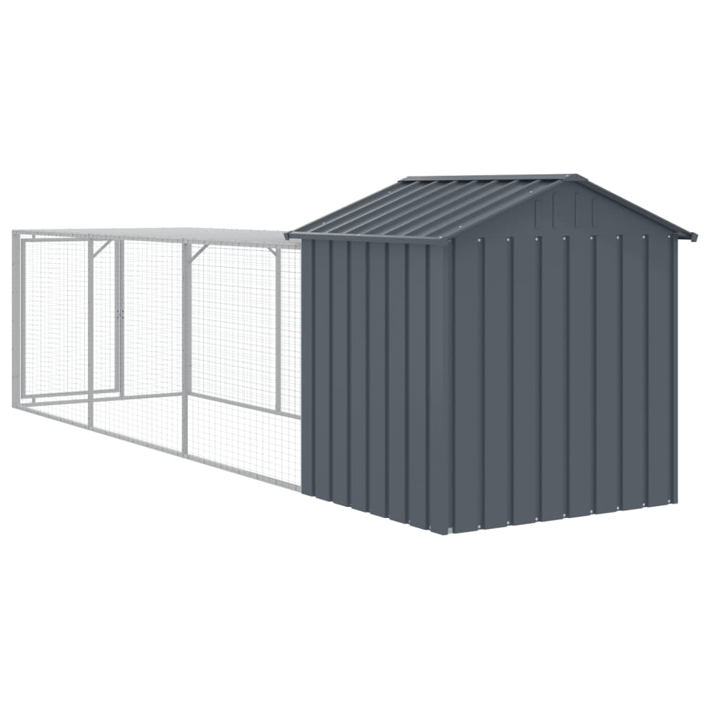 Chicken Coop with Run Anthracite 117 x 405 x 123 cm Galvanized Steel