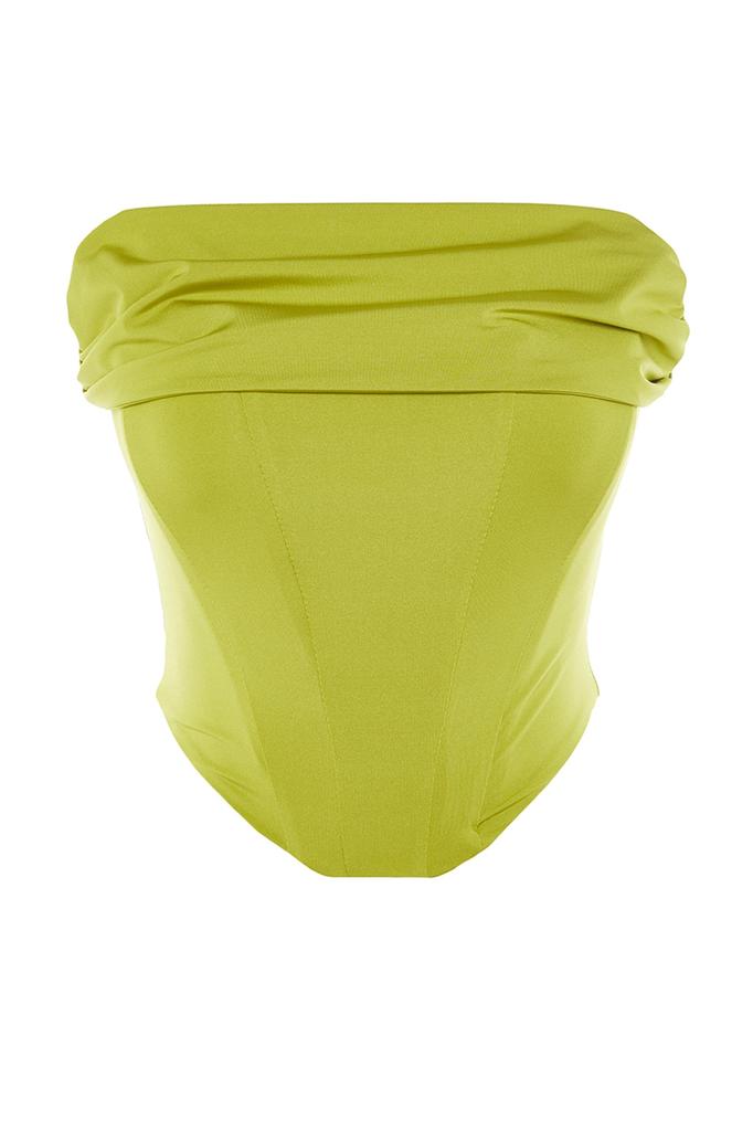 Women's Fashion New Bustier Black Crop Lined Knitted Corset Detailed Bustier