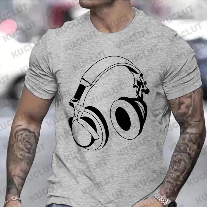 T Shirts for Men Headphones Graphic Tee Unisex Mens T Shirt Music DJ Graphic T-shirts Gift T Shirt Clothing for Husband Clothes