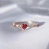 Fashion Charm Love Ruby Rings for Women Heart Red Crystal Zircon Ring Wedding Party Jewelry Anniversary Gift Anillos Mujer ARI