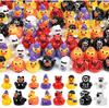 10Pcs 6 Styles Halloween Mini Ducks Miniature Resin Duck Figurines Bulk Tiny Ghost Pumpkin Skeleton Decor for DIY Crafts Party