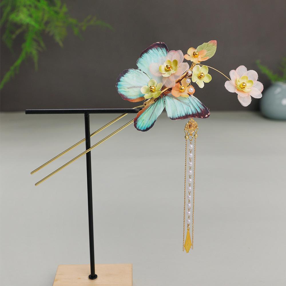 Заколки для волос в виде цветка, вилки, китайские аксессуары для волос ханьфу для женщин, вилка-шпилька ручной работы, винтажные свадебные украшения для волос в стиле ретро, короны для девочек и женщин