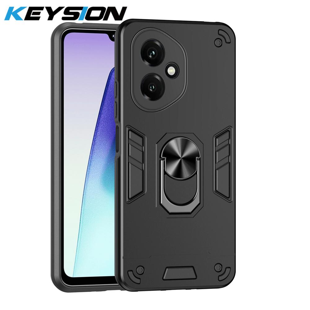 KEYSION Противоударный бронированный чехол для HONOR 400 Pro 5G Мягкий силикон+ПК Металлическое кольцо-подставка Задняя крышка телефона для Huawei Honor 400 5G