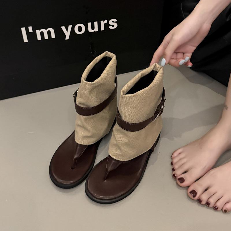 Мода 2025 ботильоны с открытым носком в елочку, короткие ботинки на внутренней платформе, ремешок с пряжкой, весна и лето, новые ботфорты, два способа носки, крутые ботинки