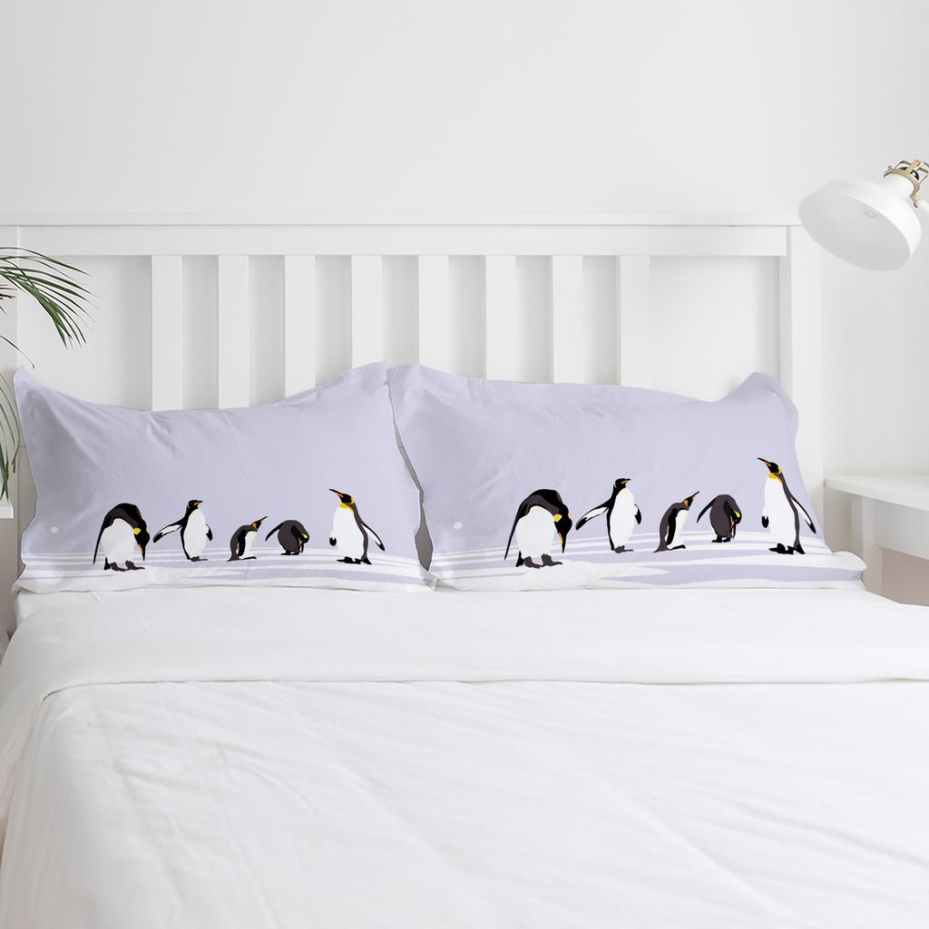 Winter Theme Animal Penguin Bedding Set 3pcs Duvet Cover Pillowcase Kids Adult Quilt Cover Double Bed Set Home Textile