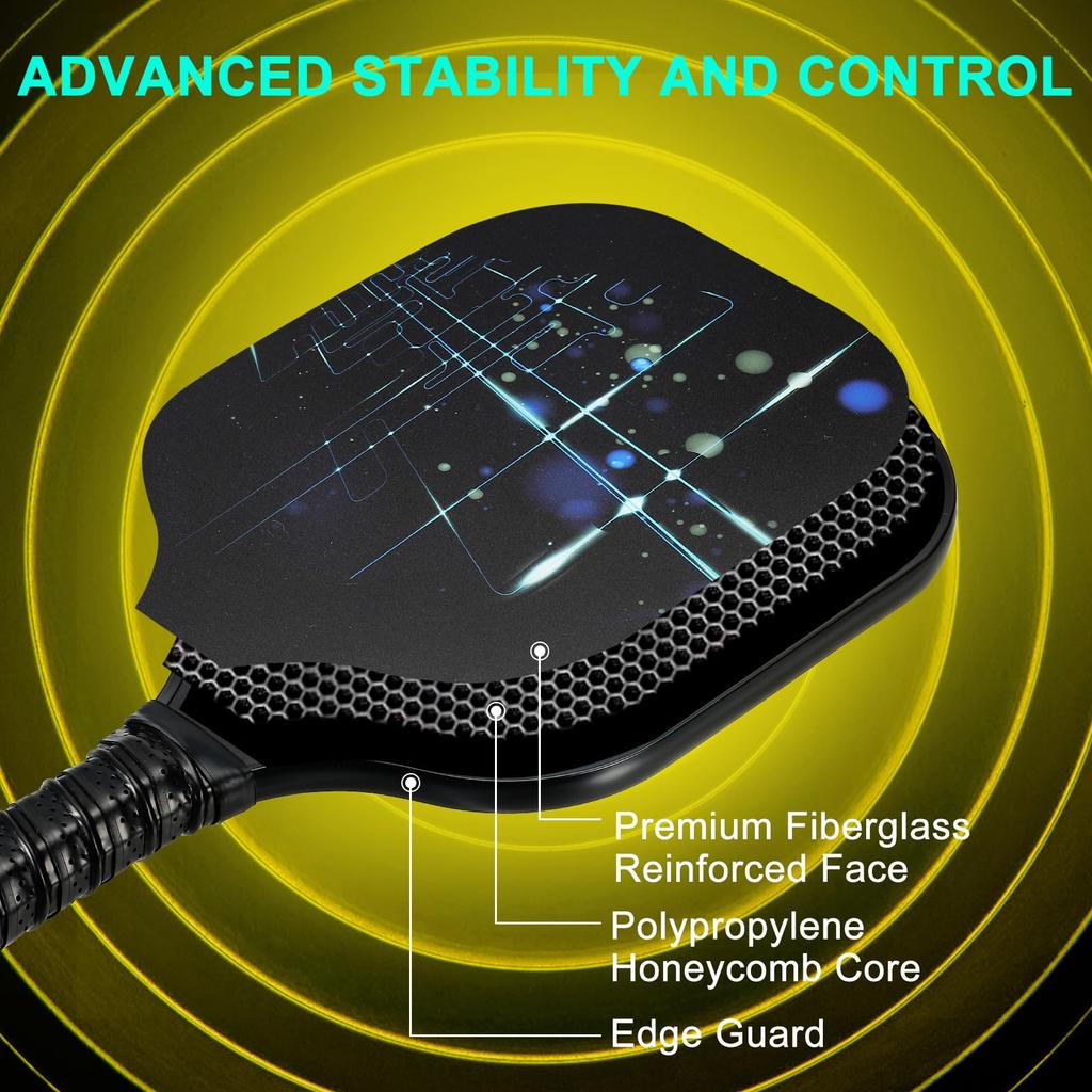 Набор ракеток для пиклбола PATIKIL, одобренная USAPA, ракетка для пиклбола с покрытием из стекловолокна и мягкой рукояткой, 2 ракетки, 4 мяча для пиклбола, 1 сумка для переноски для мужчин