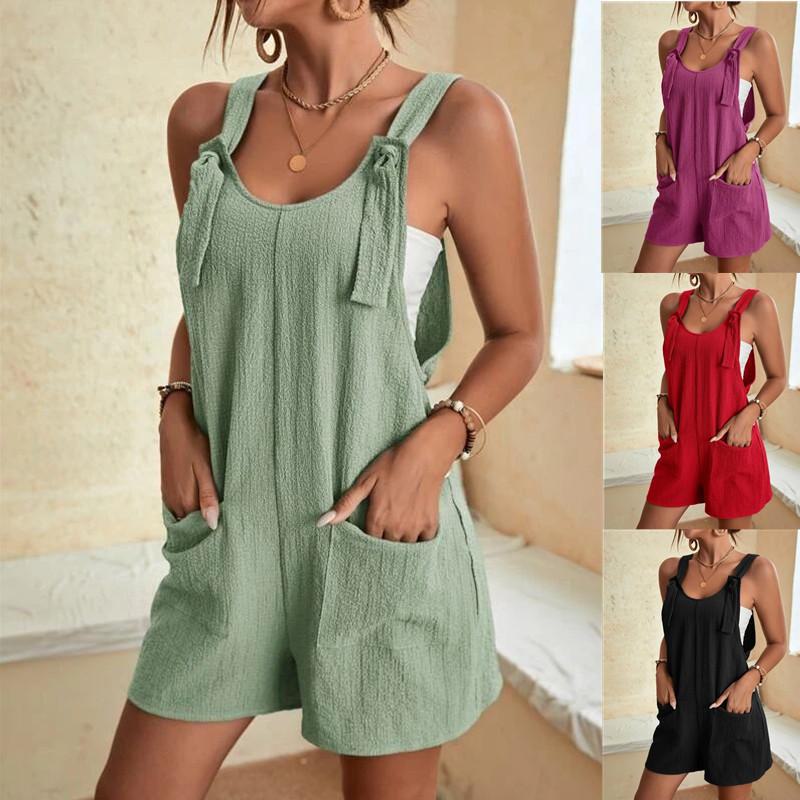 2024 Summer Casual Fashion Women's Suspender Shorts Jumpsuit