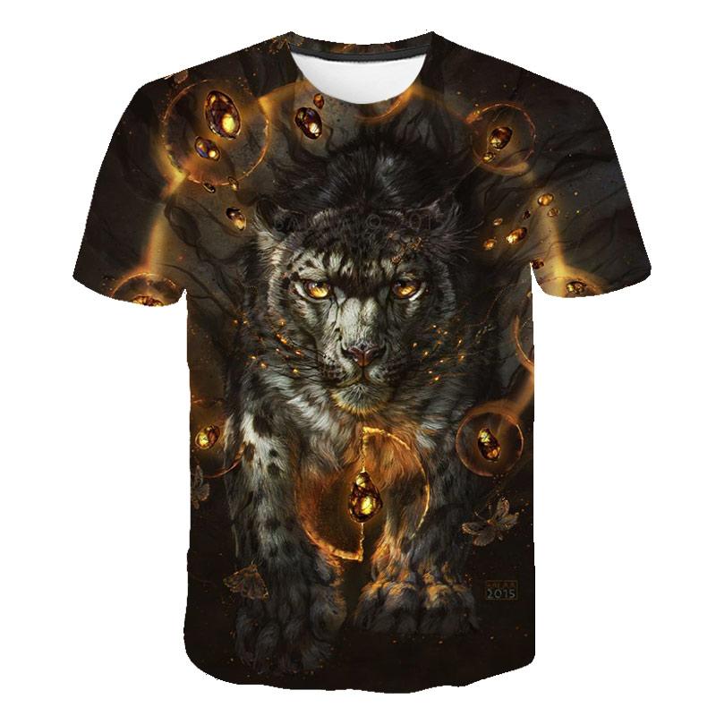 Футболка с рисунком тигра, мужская новая летняя повседневная модная футболка с круглым вырезом и принтом, топы, хипстерские футболки с короткими рукавами и рисунком животных