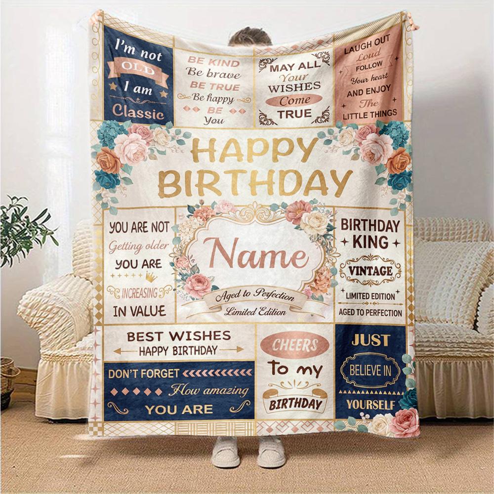 Vintage Birthday Celebration Blanket Comfortable Texture For Sofa Couch Office Bed Picnics Allseason Use Cozy Home Lovers Ideal Gift For Birthday