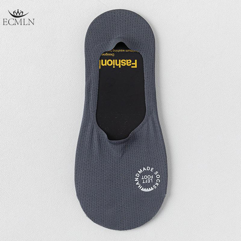Men's Invisible Boat Socks Summer Thin Shallow Mouth Short Socks Solid Color Towel Bottom Sweat-absorbent Hollow No-fall Ice Stockings