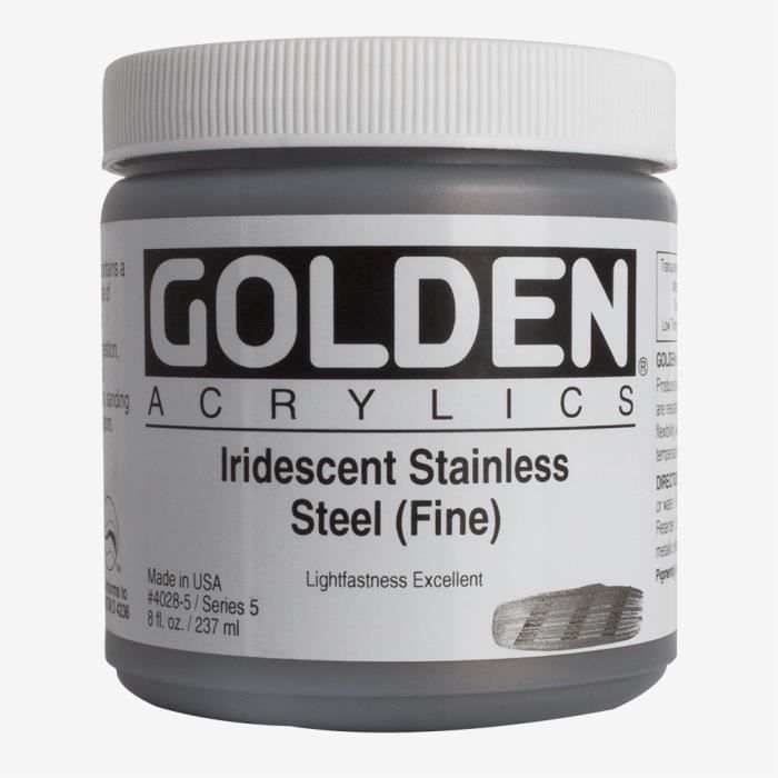 Golden : Heavy Body Acrylic Paint : 236ml : Stainless Steel Fine Iridescent
