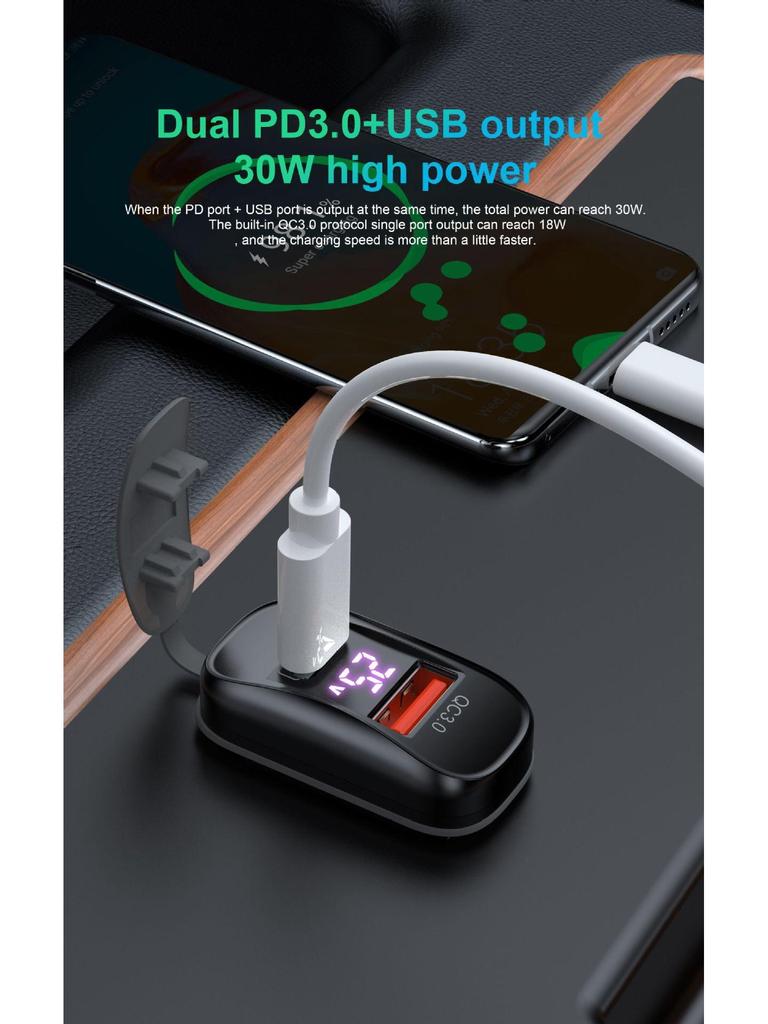 Двойное USB бортовое зарядное устройство для автомобиля/мотоцикла с цифровым дисплеем, 12-24 В