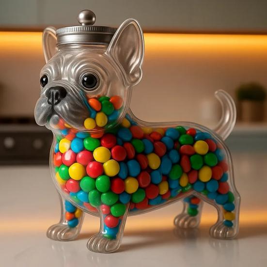 Конфетница в форме животного Герметичная банка для хранения с крышкой Милый прозрачный дизайн кошки и собаки Банка для закусок для кухонной столешницы шкафа