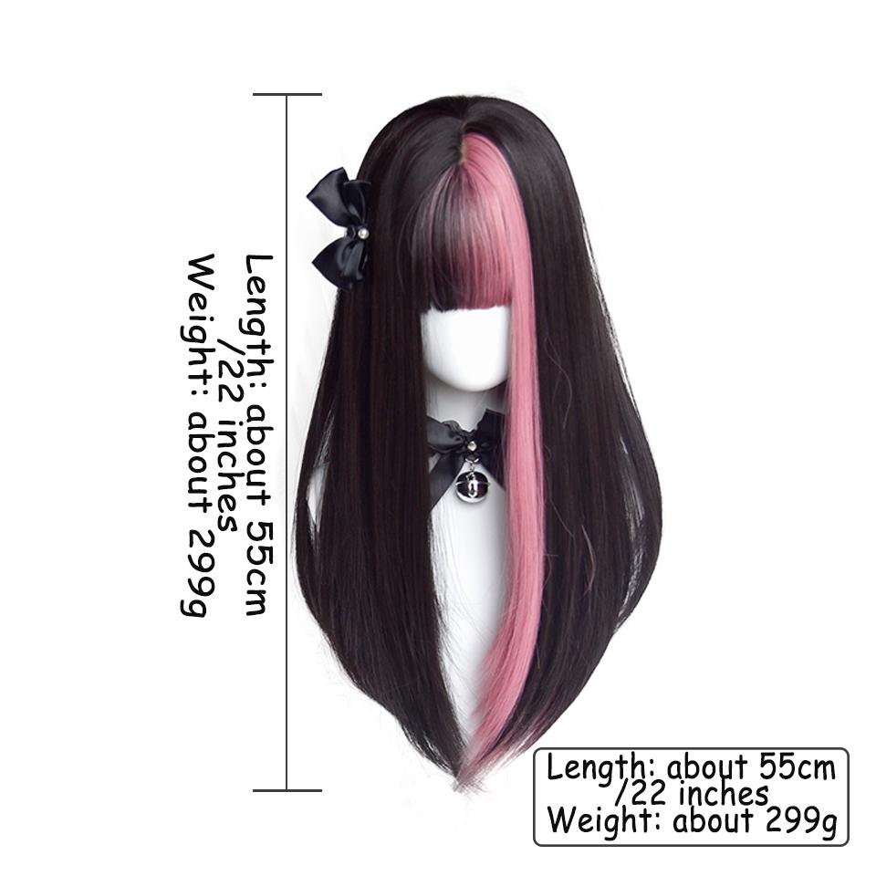 Synthetic Wig Double Spell Color Long Straight Girl Sweet And Spicy Girl Group Style Y2K Girl Lolita Long Ltraight Hair