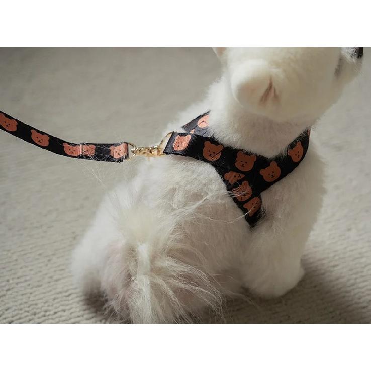 Adjustable Bear Pattern Dog Harness with Leash Set Soft Breathable Pet Harness Vest Dog Leash Pet Supplies