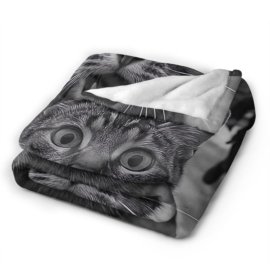 Cat Selfie with Santa Warm Soft Blanket Kids Plush Throw Blanket Graphic Home Decor Flannel Bedspread Sofa Bed Cover