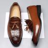 Модные трендовые новые лоферы с кисточками Новая мужская обувь из лакированной кожи с узором под аллигатора Дизайнерская формальная обувь для свадебного платья и выпускного вечера