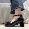 Mary Jane Shoes Women's Thick Heel 2025 Summer New Fairy Style Bow High Heels Patent Leather French Single Shoes Ins