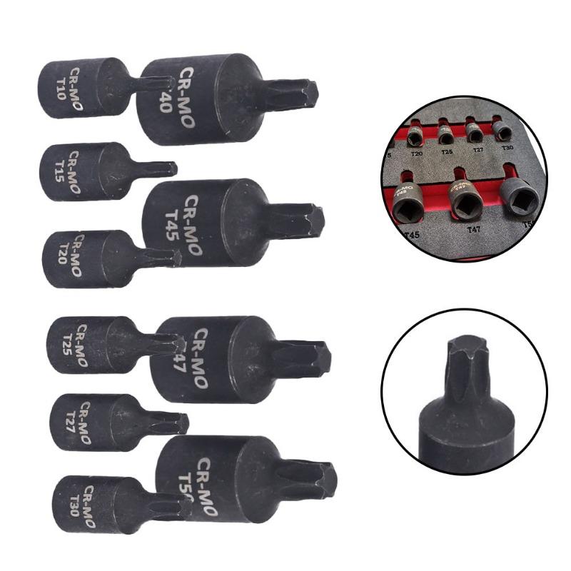 10/9 шт. Насадка-бита Torx 1/4 3/8 дюйма с головкой-торцом Ручные инструменты T10 T15 T20 T25 T27 T30 T40 T45 T47 T50