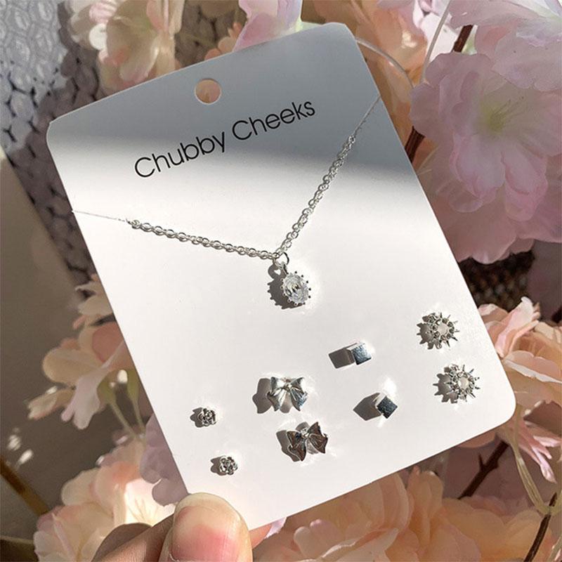 Модные модные украшения унисекс со стразами 5 шт./комплект серьги-гвоздики с кристаллами еженедельные дни ожерелье серьги набор для женщин девочек