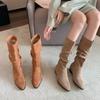 Виноградная мать ретро остроносые толстый каблук увеличивающие рост западные ковбойские сапоги средней длины тонкие сапоги женские 2894-3 ретро тренд