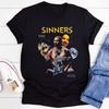Винтажная футболка Sinners 2025, Ретро футболка с афро-ужасами, для фанатов Sinners