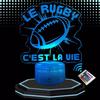 Lampe De Chevet 3D LED - Rugby - Multicolore - Tactile - Télécommande - Décorative